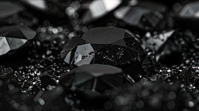 The sophisticated sparkle of black diamonds against a dark matte background