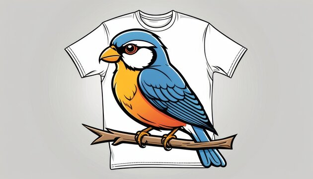   A T-shirt with a bird sitting on a branch with an arrow in front of it