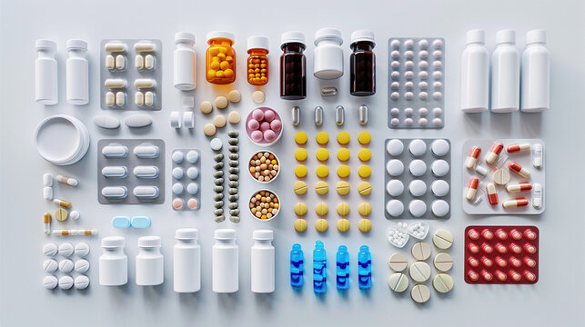 Close-ups of Pills, Capsules, and Medicine Bottles