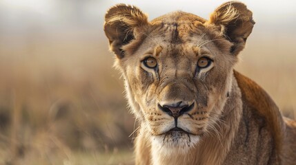 portrait of a lioness in the wild