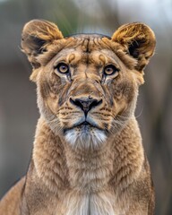 portrait of a lioness in the wild