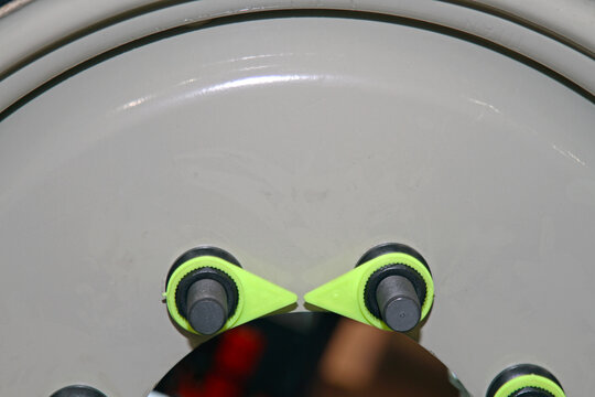 Check Loose Nut Indicator at Truck Wheel Transport Safety