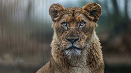 portrait of a lioness in the wild