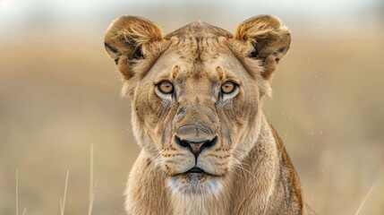 portrait of a lioness in the wild