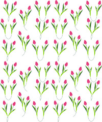 Obraz premium colorful illustration of tulip flowers as seamless pattern tile elements