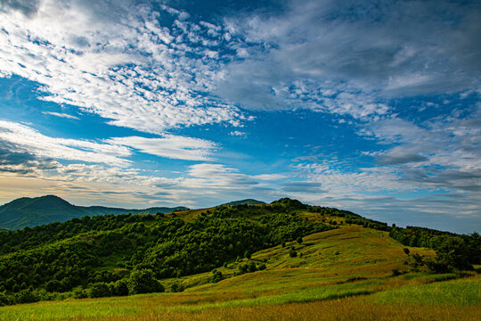 landscape with sky and clouds in Targu Ocna mountains