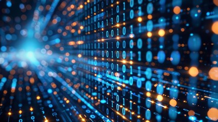 Obraz premium Abstract Digital Grid with Binary Code Symbolizing Technology-Driven Financial World