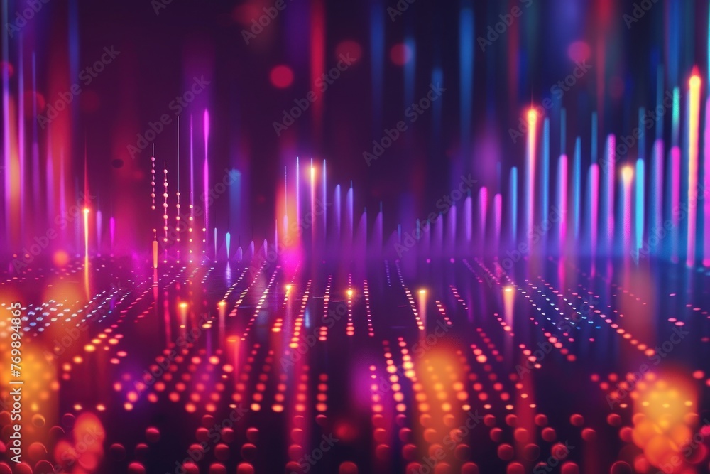Aufkleber abstract background with equalizer effect. neon lights. sound wave solid background. ai generative