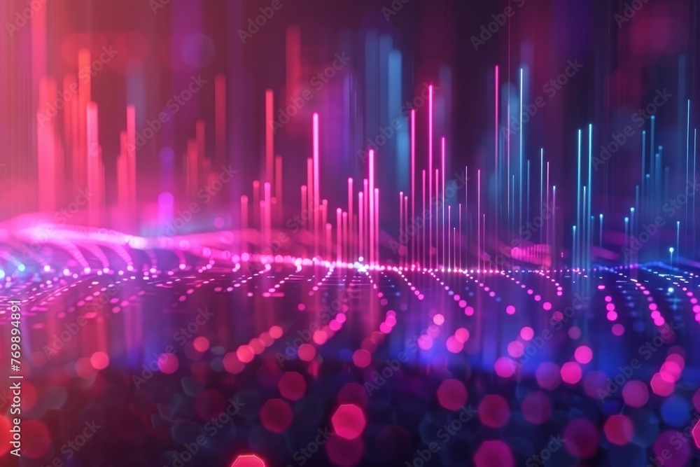 Aufkleber abstract background with equalizer effect. neon lights. sound wave solid background. ai generative