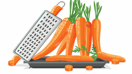 Carrots rubbed on a grater. Vector illustration on - obrazy, fototapety, plakaty