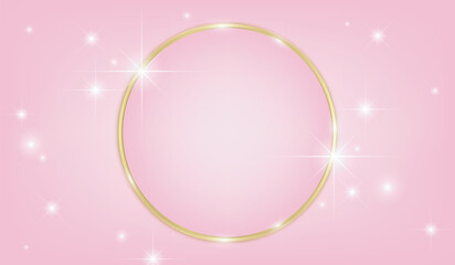 Pink abstract background, golden color, elegant style design. There are glittering stars.