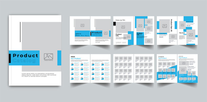 Product catalog design with cover page layout template