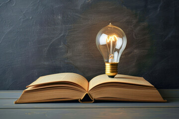 A book with a light bulb as inspiration or an idea. ai generative