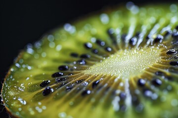 a close up of a kiwi fruit sliced in half. ai generative