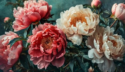   A close-up of multiple flowers in the center of the frame with one solitary flower in the background