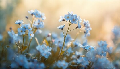   A close-up of blue flowers with a blurry blue background in both the foreground and background