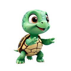 3d rendering of cartoon  turtle on Isolated transparent background png. generated with AI