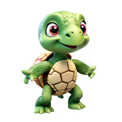 Fototapeta premium 3d rendering of cartoon turtle on Isolated transparent background png. generated with AI