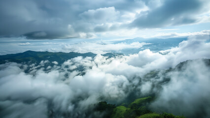 Cloudy Majesty: High Definition View from the Mountains - obrazy, fototapety, plakaty