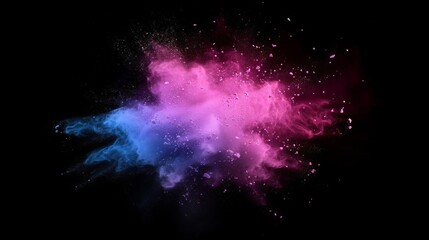 Colorful Powder Explosion Splash with Freeze Motion Effect, Abstract Dust Background - obrazy, fototapety, plakaty