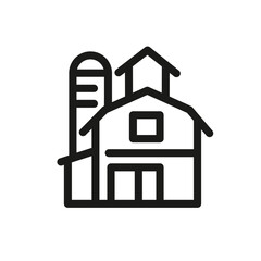 Farmhouse icon for web, mobile, promo and suits farming, agriculture, countryside themes. Single outline, vector illustration.