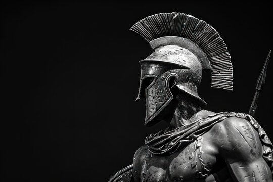 Spartan warrior on it isolated on black background
