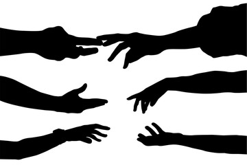 vector, ilustracion, manos, brazo, persona, plantas, señas, pose, amor, dedos, manos libres, siluetas, lenguaje, gestos