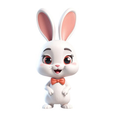Obraz premium 3d rendering of cartoon rabbit on Isolated transparent background png. generated with AI