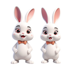 Fototapeta premium 3d rendering of cartoon rabbit on Isolated transparent background png. generated with AI