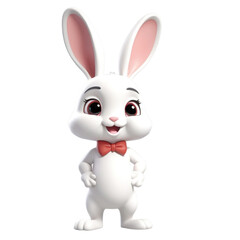 Obraz premium 3d rendering of cartoon rabbit on Isolated transparent background png. generated with AI