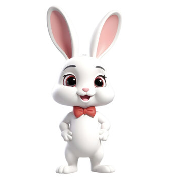 3d rendering of cartoon rabbit  on Isolated transparent background png. generated with AI