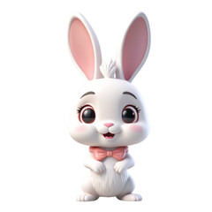 Obraz premium 3d rendering of cartoon rabbit on Isolated transparent background png. generated with AI
