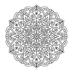 Mandala for  adult coloring book. Outline round mandala circle coloring page