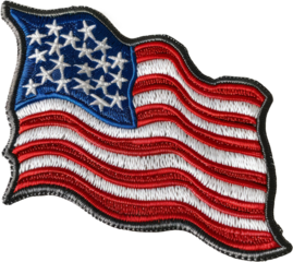 American flag embroidered patch cut out on transparent background