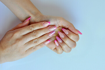 unhas rosa manicura fibra de vidro 