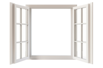 Modern and minimal house window for interior decoration isolated on background, open office glass window frame.