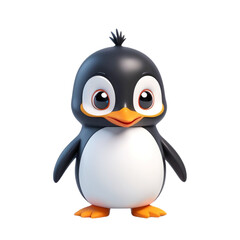 Fototapeta premium 3d rendering of cartoon penguin on Isolated transparent background png. generated with AI