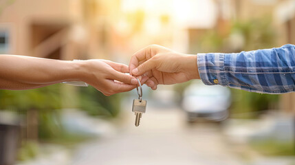 Fototapeta premium Real estate concept - Handing Over the Keys to a New Home