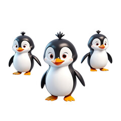 Obraz premium 3d rendering of cartoon penguin on Isolated transparent background png. generated with AI