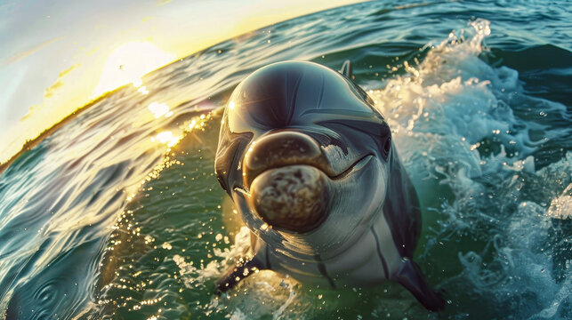 Close-up of a dolphin's face