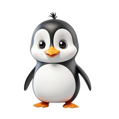 3d rendering of cartoon penguin on Isolated transparent background png. generated with AI