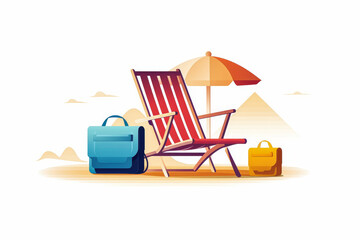 Obraz premium Icon of a beach chair and beach bag, Beach Relaxation, Vacation Essentials, Coastal Lifestyle, Simple Composition