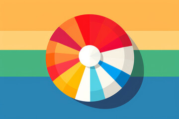 Obraz premium Icon of a beach umbrella and beach ball, Beach Fun, Summer Vacation, Tropical Vibes, Simple Composition