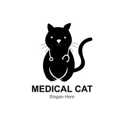 medical cat logo design vector