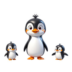 Naklejka premium 3d rendering of cartoon penguin on Isolated transparent background png. generated with AI