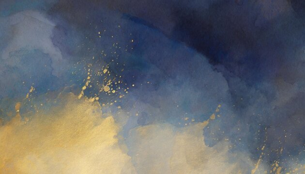abstract blue watercolor background with paper texture vintage watercolor paint splash and stains in elegant dark blue