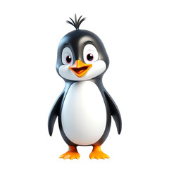 Fototapeta premium 3d rendering of cartoon penguin on Isolated transparent background png. generated with AI