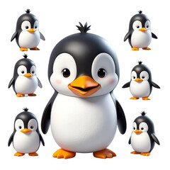 Naklejka premium 3d rendering of cartoon penguin on Isolated transparent background png. generated with AI