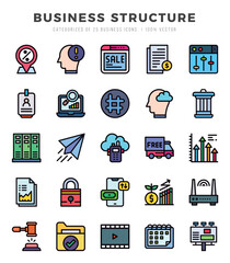 Set of Business Structure Icons. Simple line art style icons pack.