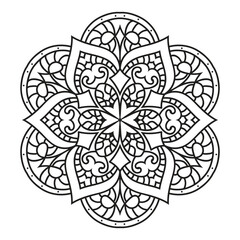 Mandala for  adult coloring book. Outline round mandala circle coloring page